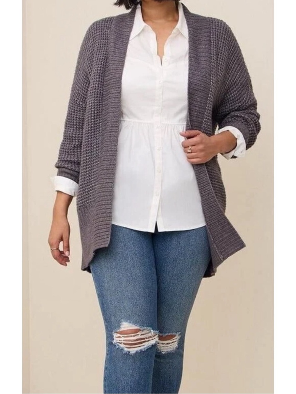 Torrid Poplin Corset Detail Smocked Button Up Shirt White size 2x NWT - Picture 3 of 8
